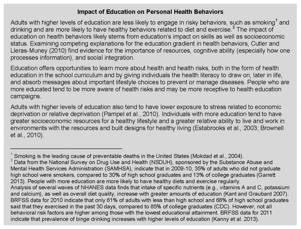 education and health research questions