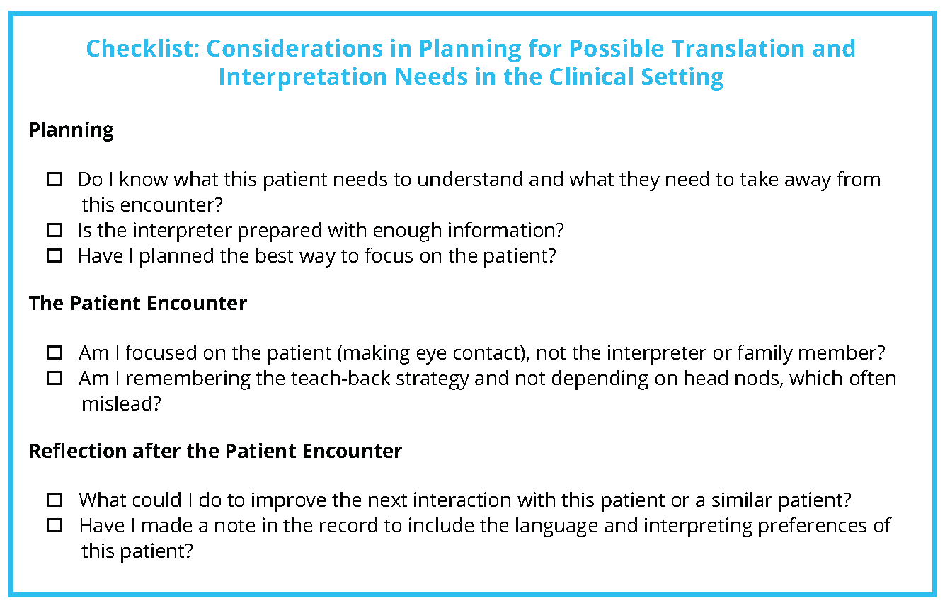 Language Interpretation And Translation A Clarification And Reference Checklist In Service Of Health Literacy And Cultural Respect National Academy Of Medicine