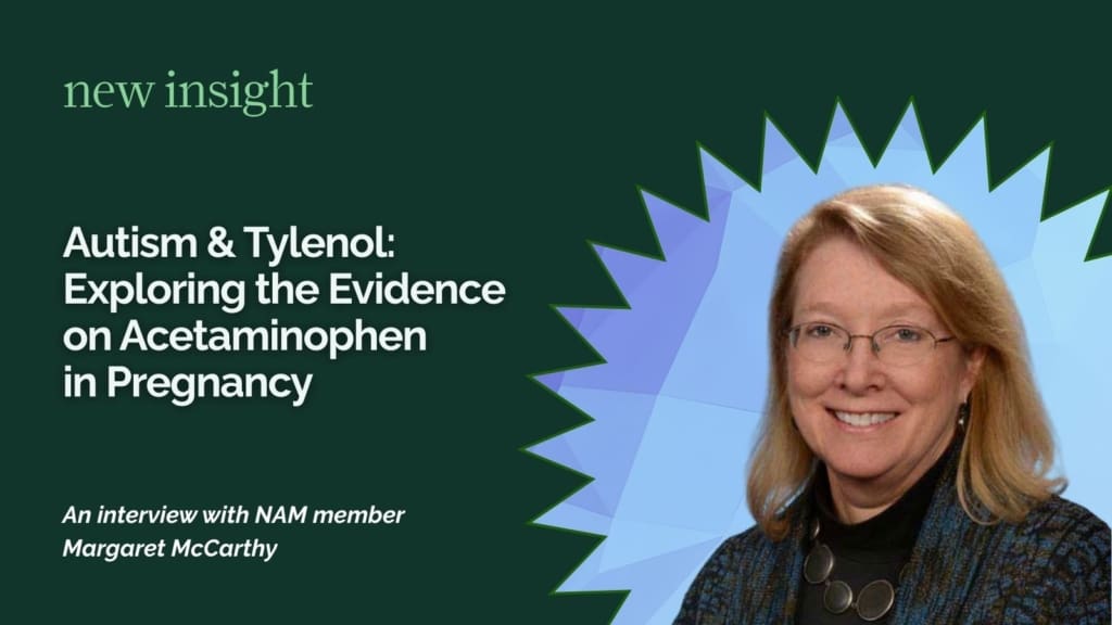 This image accompanies an interview with Margaret McCarthy on the possible association between Tylenol (acetaminophen) use during pregnancy and autism risk.